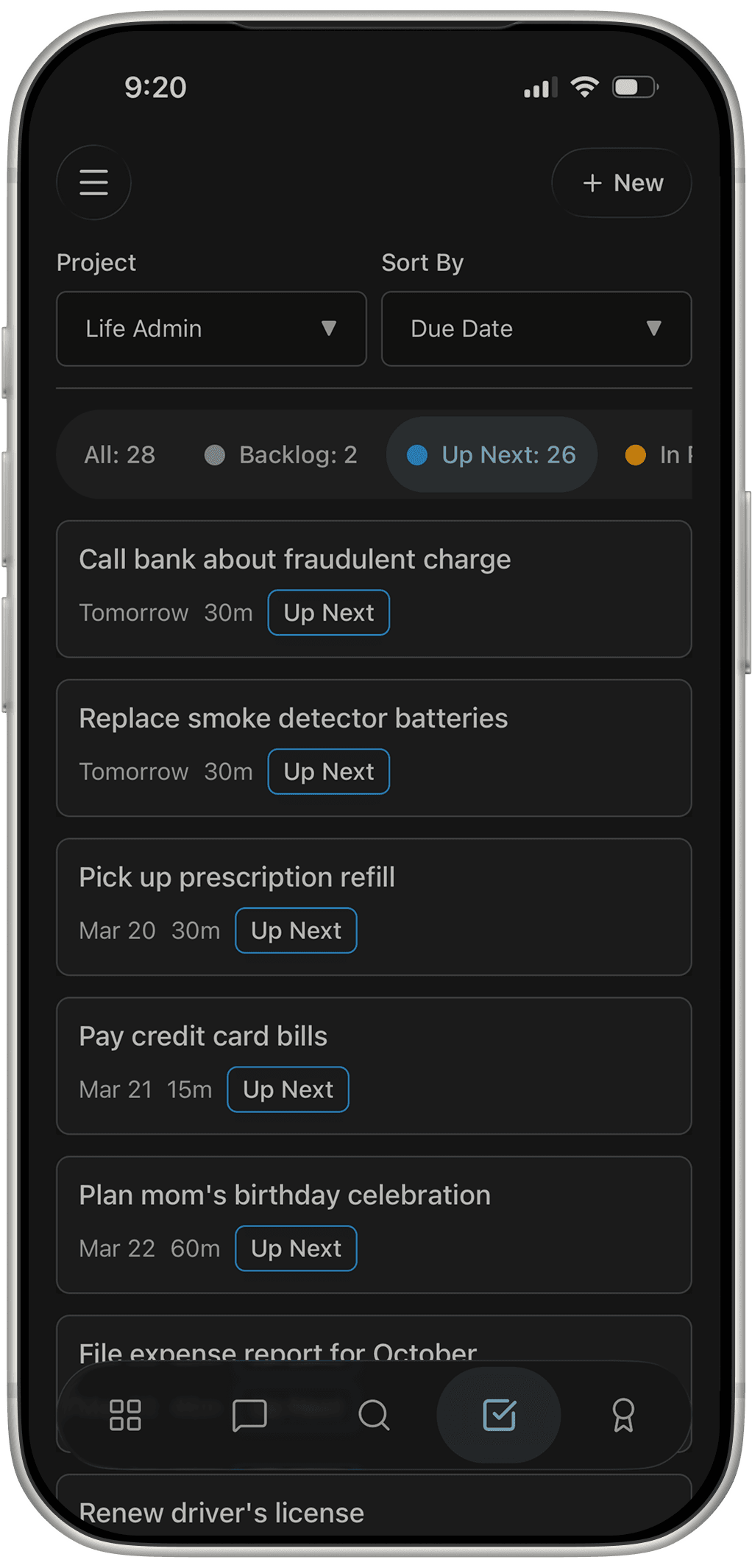 Gridflo app: task list