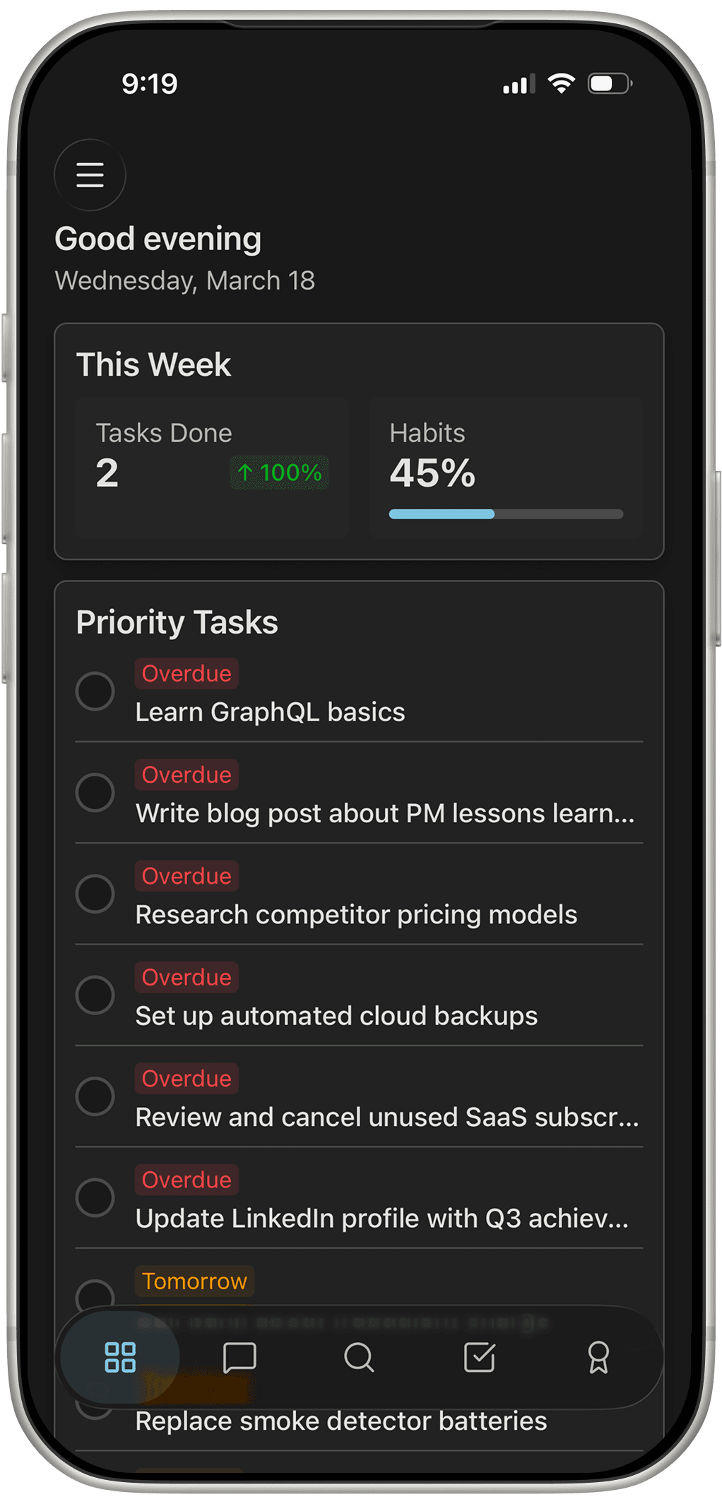 Gridflo app: home dashboard